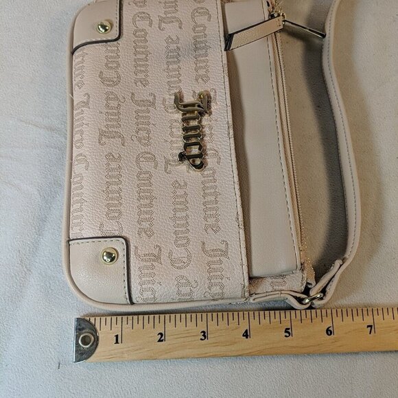 Juicy Couture Pink Beige Cream Shoulder Purse Bag wallet pouch insert Gold Y2K - Picture 13 of 16